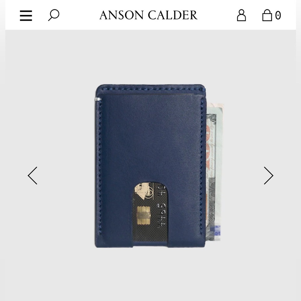 Genuine Leather, men’s blue leather cardholder by ANSON CALDER